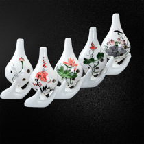 6-hole alto C long mouth ocarina musical instrument Beginner students Adult old people play ceramic hand-painted lanyard sheet music