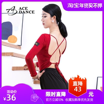 ACE dance Latin dance clothing womens long-sleeved cross backless long-sleeved top practice performance clothing SY165
