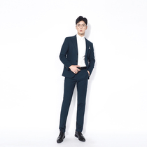  Chuanze mens British slim-fit dark green suit suit Korean version of the trend gentleman retro casual suit two-piece suit