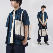 Summer head canvas bag VINTAGE retro Japanese tote bag casual denim men and women simple student shoulder