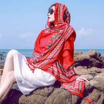 Retro ethnic style scarf female spring and summer sunscreen towel scarf sunscreen beach towel oversized shawl female
