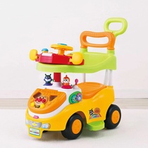 Japanese imported Breadman baby multi-function Music steering wheel Walker trolley toy car building block car