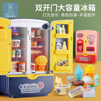 Childrens refrigerator toy girl boy large double door simulation multi-function electric talking puzzle over the house