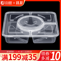 Disposable lunch boxes four or five squares six grid soup bowls thickened plastic multi-grid packing box lunch box lunch box