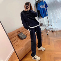 CE home casual set women autumn and winter New Triumphal arch embroidery LOGO drawstring sports trousers hooded loose sweater