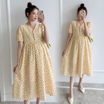 Maternity dress Summer dress Long large size short-sleeved dress Summer thin European and American style nursing dress Summer skirt