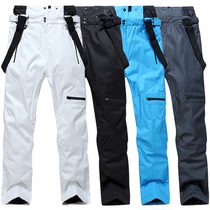 Ski pants mens and womens thick waterproof breathable couple warm cotton wear-resistant winter single and double board strap snow pants