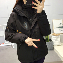 Autumn and winter outdoor assault clothes suit womens three-in-one detachable plus velvet padded mountaineering clothes mens cotton coat