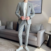 Casual blazer men Korean version of light luxury senior sense of self-cultivation British simple Joker ins handsome suit suit suit