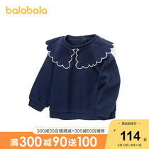 (Store delivery) Balabala womens long sleeve sweater childrens coat spring and autumn 2021 new doll collar