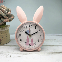 Mute small alarm clock creative cartoon childrens bedroom bedside clock student clock desktop cute clock ornaments