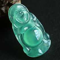 Myanmar natural jade A goods old pit ice species new green Water Mu Na pure beauty station Buddha naked 37 25*19 98*5 82