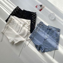 Jeans women 2021 summer new Korean version of design sense personality chain high waist slim wide legs sexy hot pants