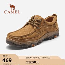 Camel outdoor shoes mens 2021 autumn new lace-up leather casual leather shoes mens big toe shoes cowhide tooling shoes