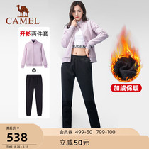  Camel sports suit mens 2021 autumn plus velvet fitness running casual fashion clothes womens jacket