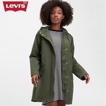 Levis Womens Army Green Casual All-match Hooded Drawstring Jacket 23915-0000