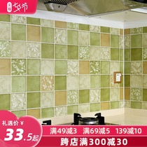 Kitchen anti-oil sticker High temperature resistant cabinet stove with thick waterproof self-adhesive tile renovation wall sticker anti-fume wallpaper