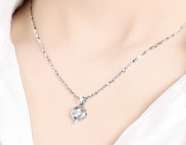 pt950 Heart shaped platinum Necklace Female White gold Love Diamond Pendant Valentines Day Birthday gift for Girlfriend