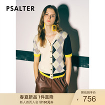 Poetry Womens Dress 2022 Summer New Loose V Collar College Wind Down Short Sleeve Cardiovert Knitwear