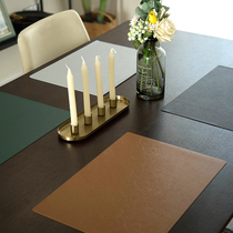 (Feather fruit)solid color leather placemat plate mat Modern simple waterproof oil-proof anti-scalding and heat insulation Western table mat