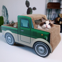 Car cat scratching board nest king size green pickup truck oversized claw grinder supplies Corrugated paper little cat toy self-hey