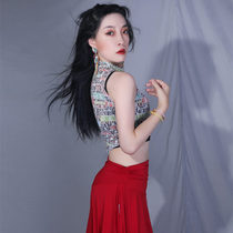 cherrydancer Ji Xiaopai Original Oriental Dance Practice Clothes Top Sleeveless High Neck Fusion Belly Dance Clothing New
