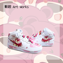 Strawberry bear sneakers customized diy toy story design and transformation shoes painted animation hand-painted shoes