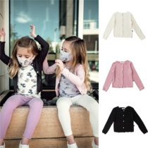  Dads home American HAILEY autumn and winter new girls soft pit long-sleeved wild solid color lace cardigan