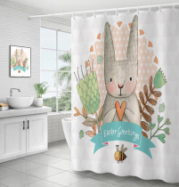 American cartoon pastoral rabbit thickened polyester waterproof mildew bathroom bathroom shower curtain set partition curtain door curtain