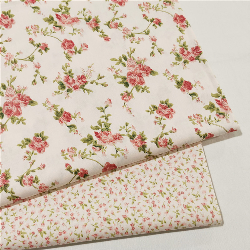 牧歌的な純粋な綿ツイル生地綿生地綿クリアランスローズ布花柄ベッドシート diy パッチワーク布ヘッド