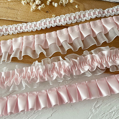 taobao agent Pink high -grade lace coordinating accessories handmade DIY decorative skirt under clothes, accessories, fold ruffles width