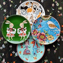  Elandir Nordic country style underglaze color ceramic tableware Western plate Household dish plate Breakfast snack plate