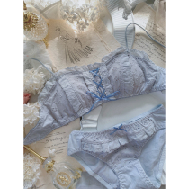 Peach honey embroidered cotton bra set Japanese sweet fresh girl student no rim thin small chest underwear