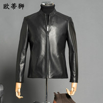 2021 new Haining leather leather mens motorcycle first layer sheepskin jacket slim Korean version handsome thin coat