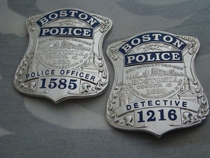 Metal badge USA Boston badge silver pure copper