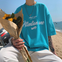2022 Tides Hawaiian Short sleeves T-shirt Guys Korean version Trend ins Alphabet Printed Half Sleeve Ulzzang Compassionate