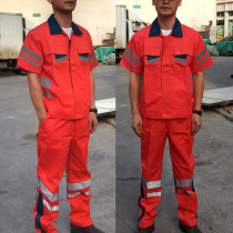 Summer short-sleeved sanitation reflective work clothes suit cleaner cleaning clothes Labor protection clothes Road maintenance clothes