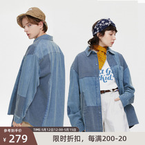 NOTHMME retro Patchwotk days Tide Cards Spring Splicing Long Sleeves Shirt Denim Shirt Jacket Man
