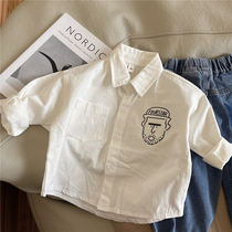 Boy white shirt Child spring dress Long sleeve shirt Han version Spring and autumn childrens baby handsome jacket 2022 new