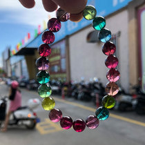 Tourmaline family natural crystal tourmaline titanium Crystal beeswax green ghost Aurora 23 Golden strawberry grandmother Jingchao seven bracelet
