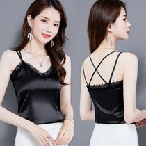 French fungus lace edge chiffon white short V-neck suspender jacket with foreign style inside wearing bottled vest woman