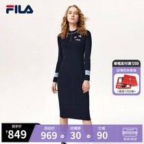 FILA FILA Fiele official womens dress 2021 Winter New Elegant Fashion base knitted dress