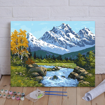 Diy Digital Oil Painting Hand-painted Landscape Decorative Painting Snow Mountain Yinghu Aisle Living Room Bedroom