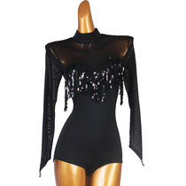 Luxury Sequin Latin Dance Siamese Jacket New Long Sleeve Modern Dance Siamese Jacket National Standard Friendship Dance Jacket