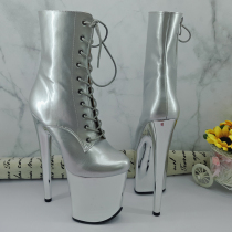 Leecabe New electroplating high heel boots fashion pole dance favorite super heels dance shoes Knight women heels 3D