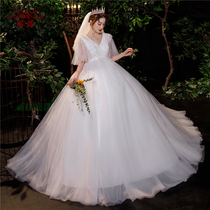 Pregnant women wedding dress 2021 new little bride light simple high waist cover pregnant belly size fat mm200 kg