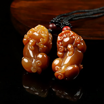Yellow Dragon Jade Pendant Natural Jade Pendant Natural Jade Piqiu Men and Womens Couple Cai Jade Pendant