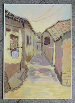 Gouache decorative painting original gouache Wuyuan Likeng landscape painting Wuyuan gouache painting 4 open color watercolor spot