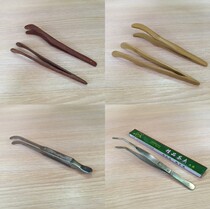 Various styles of tea ceremony zero with bamboo straight curved solid wood stainless steel tea clip tweezers thickened Fangcun a large number of spot