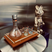 Crystal wine set five-piece set with tray gift box packaging